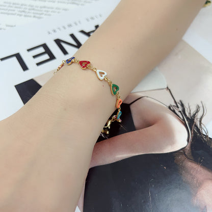 #29# Colorful Hollow Heart Chain Bracelet