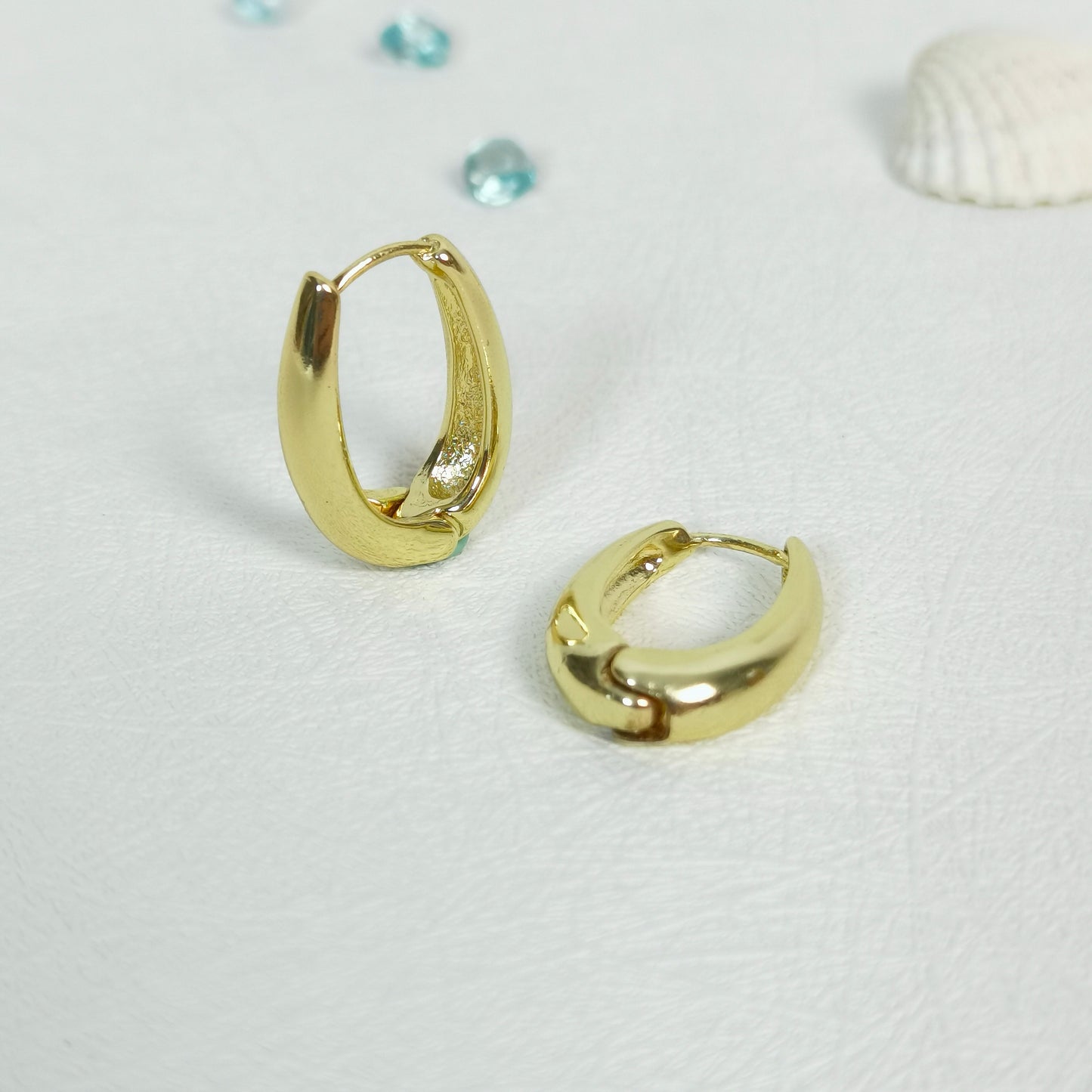 #18# 18k Gold Plated U Shape Oval Hoop Earring