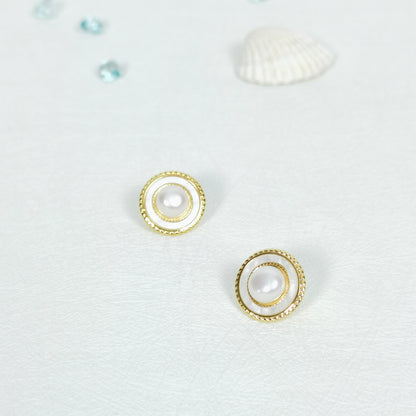 #19# Elegant Round Freshwater Pearl Earrings