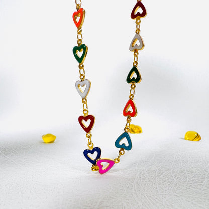 #13# Colorful Heart Chain Choker Necklace And Bracelet Collection