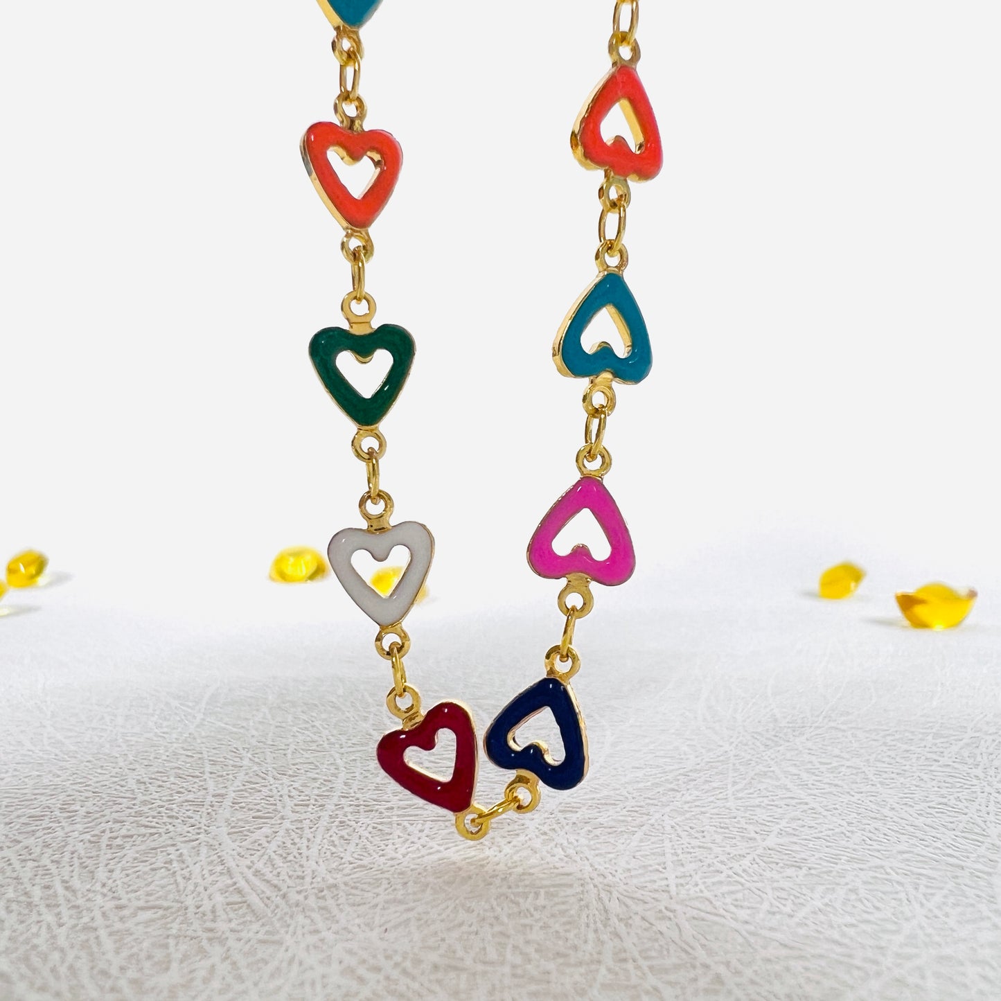 #29# Colorful Hollow Heart Chain Bracelet